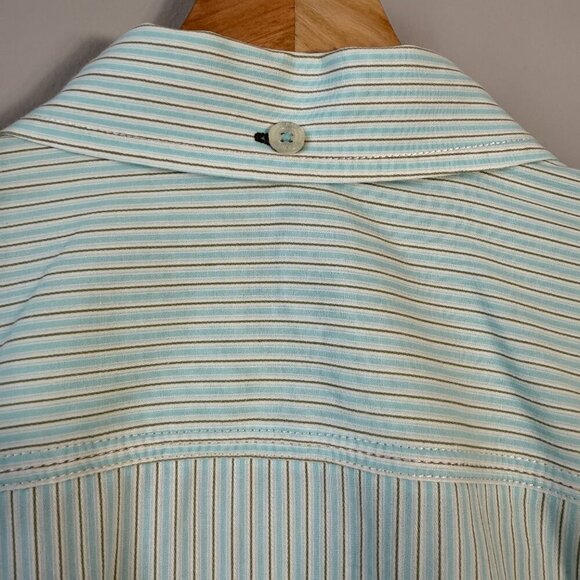 Tommy Bahama Jeans Striped Button Down Shirt Men's Large Blue Ivory Preppy Dad - Picture 12 of 14